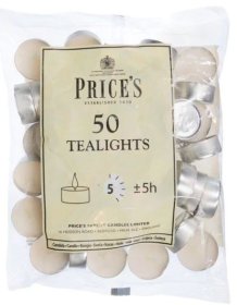(image for) PRI TEALIGHT CANDLE WHITE 4HRS - 50S
