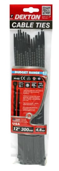 (image for) CABLE TIE SET-40 4.8X300MM BLK - 40S