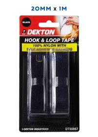 (image for) DEKTON HOOK&LOOP TAPE BLK 1M - 20MM