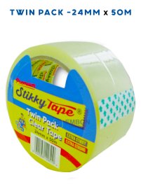 (image for) STIKKY TAPE CLEAR TWIN PK 50M - 24MM