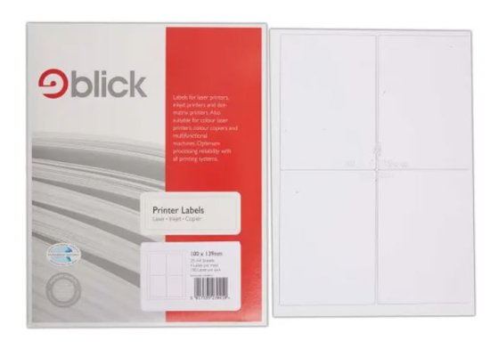 (image for) BLICK PRICE LABELS 4 LABEL PER SHEET 100S - 99X139MM