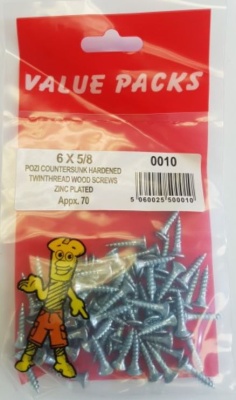 (image for) F/PAK TWIN WOOD SCREW 6X 5/8