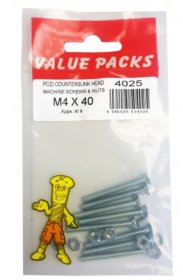(image for) F/PAK MACHINE SCREW&NUTS 8/8 - M4X40