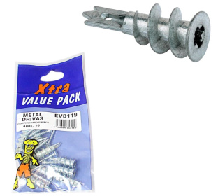 (image for) FAST PAK XTRA VALUE PACK METAL DRIVAS PLASTERBOARD FIXINGS - 10S