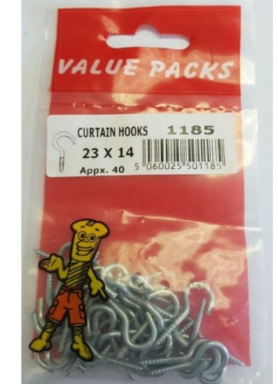 (image for) F/PAK CURTAIN HOOKS 23X14 - 40S