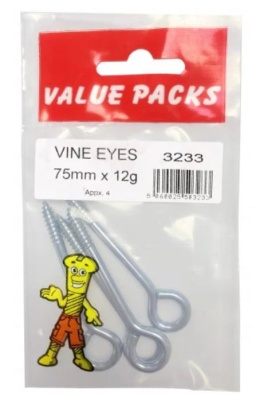(image for) F/PAK SCREW EYES ZINC 75MMX12G