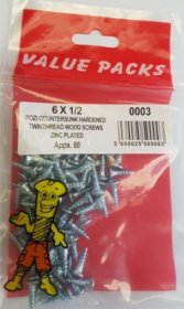 (image for) F/PAK TWIN WOOD SCREW 6X 1/2 - 80