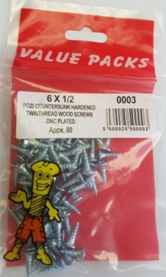 (image for) F/PAK TWIN WOOD SCREW 6X 1/2 - 80