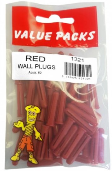 (image for) F/PAK WALL PLUGS RED - 60S