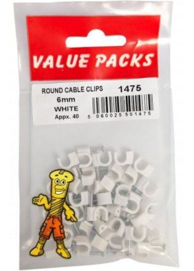 (image for) F/PAK ROUND CABLE CLIPS 6MM - 40S