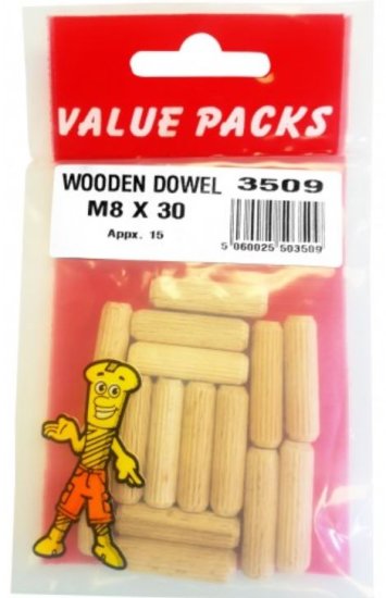 (image for) F/PAK WOODEN DOWEL 15S - M8X30