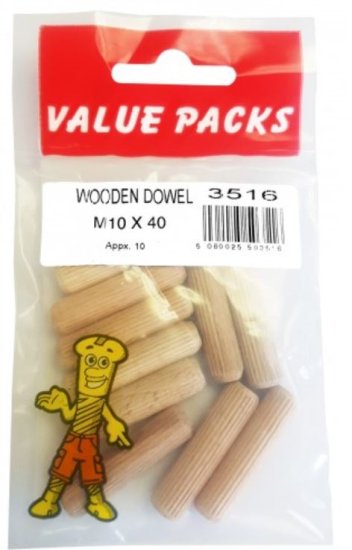 (image for) F/PAK WOODEN DOWEL 10S - M10X40