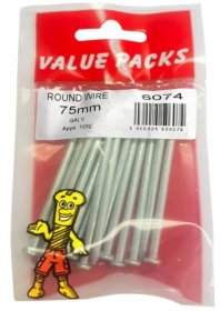 (image for) F/PAK ROUND W NAILS GALV 75MM - 100G