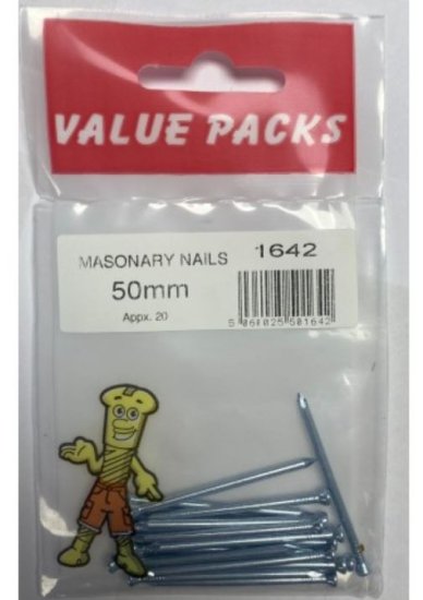 (image for) F/PAK MASONARY NAILS 50MM - 20S