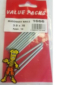 (image for) F/PAK MASONARY NAILS 70MM - 10