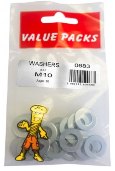 (image for) F/PAK STEEL WASHERS ZINC 40S - M10