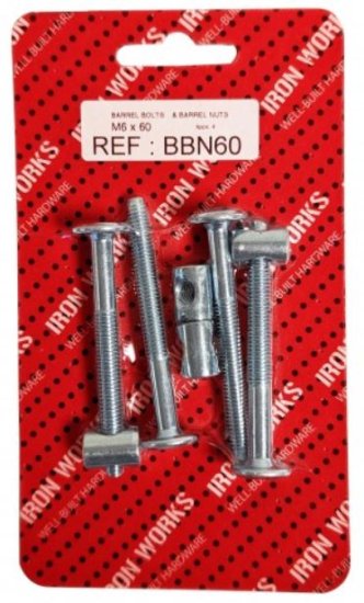 (image for) FAST PAK BARELL BOLTS & NUTS - M6X60MM