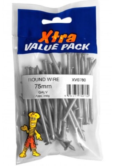 (image for) X/VAL GALV ROU WIRE NAILS 75MM - 250G