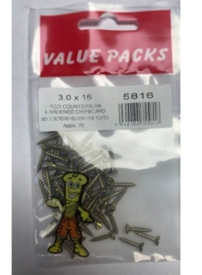 (image for) F/PAK CHIPBD WOOD SCREW 3.0X16