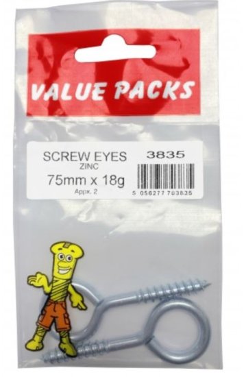 (image for) F/PAK SCREW EYES ZINC 75MMX18G - 2S