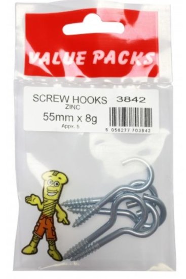 (image for) F/PAK SCREW HOOKS 55MMX8G - 5S