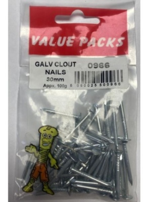 (image for) F/PAK GALV CLOUT NAILS 30MM