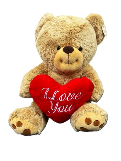 (image for) WL LIGHT BROWN BEAR WITH HEART - 44.5CM