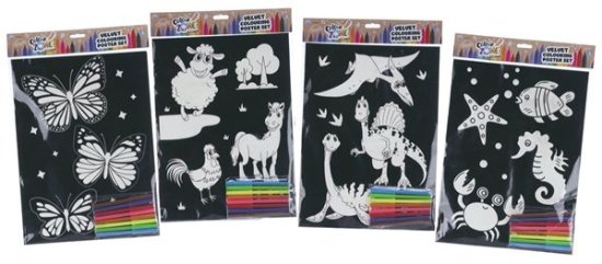 (image for) WL VELVET COLOURING SET ASST - 38X28C