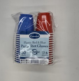 (image for) ESS PLAST SHOT CUP RED/BLU 30S - 2OZ