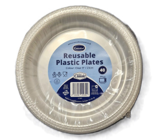 (image for) ESSENTIAL PLASTIC PLATE CLEAR 40S - 9""