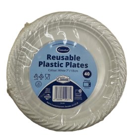 (image for) ESS PLASTIC PLATE WHITE 40S - 7"