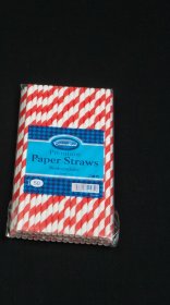 (image for) ESS PAPER STRAWS RED STRIPE - 50S
