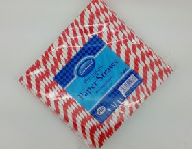 (image for) ESS PAPER STRAWS RED STRIPE - 250S