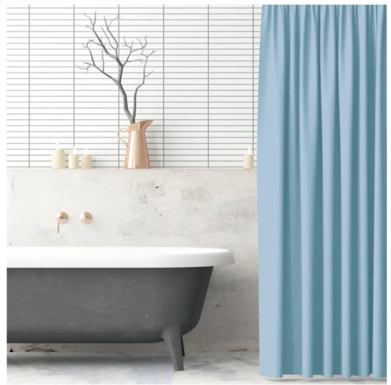 (image for) SHOWER CURTAIN & HOOKS SKY BLU - 180CM