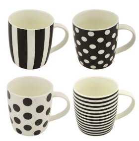 (image for) B/WHITE PATTERN MUG 9.5X8.5 - 9.5X