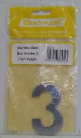 (image for) S/STEEL DOOR NUMBER '3' - 7.5CM