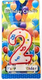 (image for) HURRAH BIRTHDAY CANDLE '2' - STD