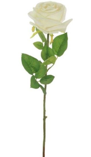(image for) SINGLE ROSE STEM PLASTIC WHITE - 50CM