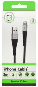 (image for) C3 USB CABLE IPHONE BRAIDED BK - 3M