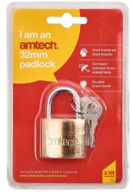 (image for) AMTECH BRASS PADLOCK + 3 KEYS - 32MM