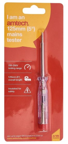 (image for) AMTECH MAINS TESTER 200-250V - 5\"