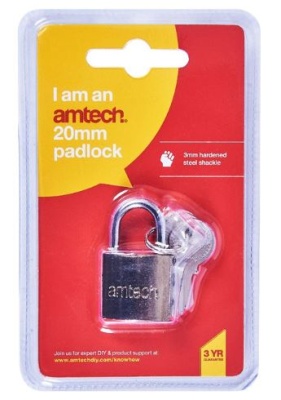 (image for) AMTECH STEEL PADLOCK + 3 KEYS