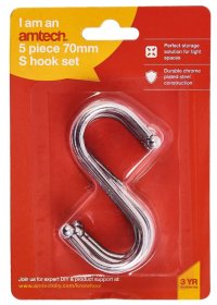 (image for) AMTECH S-HOOK SET 5PCS - 70MM