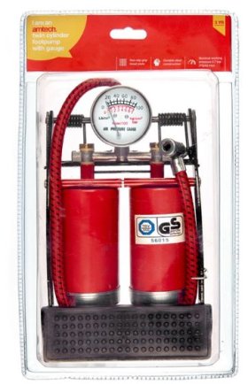 (image for) AMTECH DOUBLE CYLINDER FOOT PUMP WITH GAUGE-STD