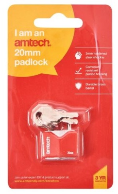 (image for) AMTECH PADLOCK RED 20MM