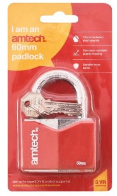 (image for) AMTECH PADLOCK RED 60MM