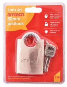 (image for) AMTECH STEEL PADLOCK + 4 KEYS - 50MM