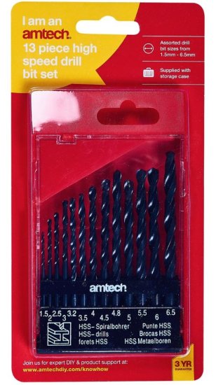 (image for) AMTECH HIGH SPEED DRILL BITSET - 13S