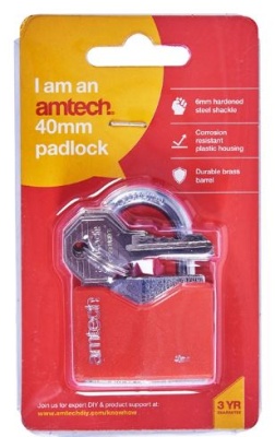 (image for) AMTECH PADLOCK RED 40MM