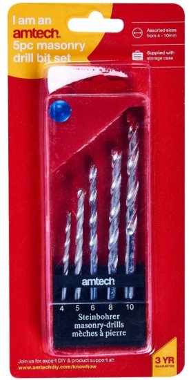 (image for) AMTECH MASONRY DRILL BIT SET - 5S